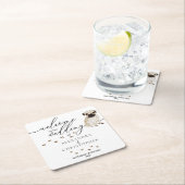 パグ・ドッグ・パピーが結婚にようこそ スクエアペーパーコースター (インサイチュ)