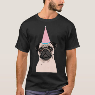 パグ ハッピーバースデー Tシャツ