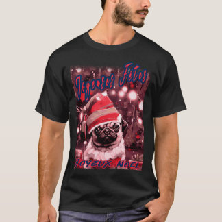 パグ ハッピー ホリデー 88 メリークリスマス ジョワイユ ノエル Tシャツ