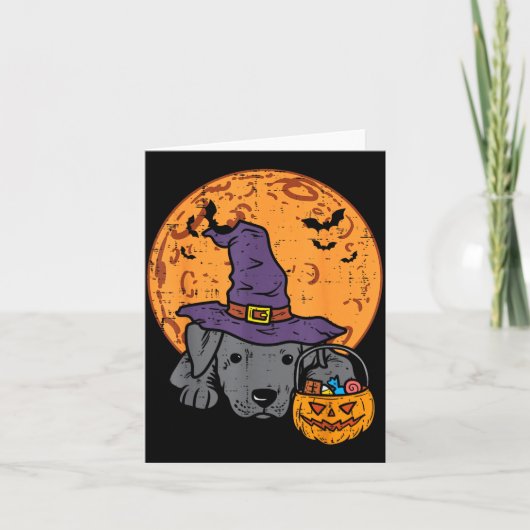 パグ ハロウィン かぼちゃ 帽子 月 カード (正面)