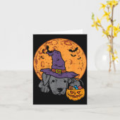 パグ ハロウィン かぼちゃ 帽子 月 カード (黄色い花)