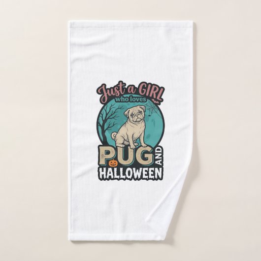 パグ ハロウィン 少女 ヴィンテージ ベクター デザイン_1 ハンドタオル (ハンドタオル)