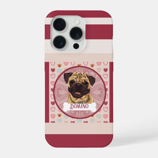 パグ バレンタイン ハート iPhone 11 Pro カー iPhoneケース (裏面)