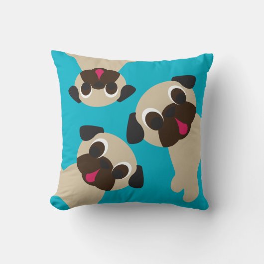 パグ、パグ、パグの枕 クッション (正面)