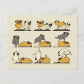パグ・ブルドッグ好きのフランスのアクロヨガ 案内ポストカード (正面)