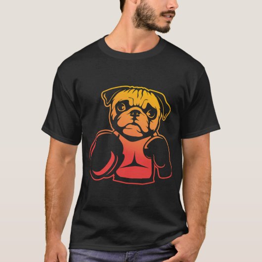 パグ ボクシング ボクシンググローブ アイデア Tシャツ (正面)