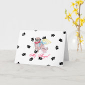 パグ ボーン モット カード (黄色い花)