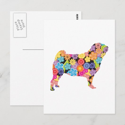 パグ ポストカード (正面/裏面)