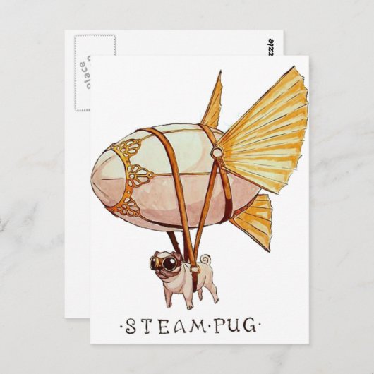 パグ ポストカード (正面/裏面)