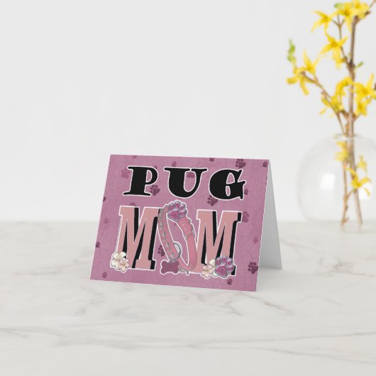 パグ・ママ カード (黄色い花)