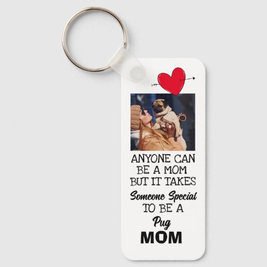 パグ…マ最高のママカスタム両面キーチェーン キーホルダー (正面)