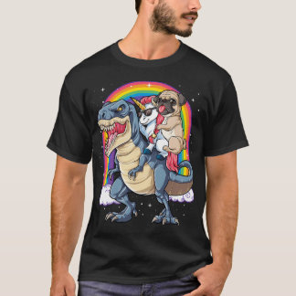 パグ ユニコーン 恐竜 ティラノサウルス T キッズ ガールズ レディース 雨 Tシャツ