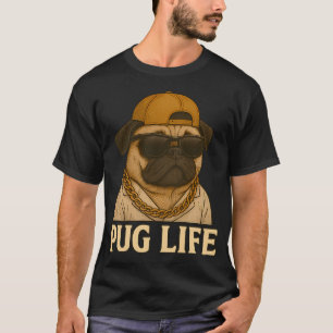 パグ ライフ - おもしろいギャング風パグのデザイン Tシャツ