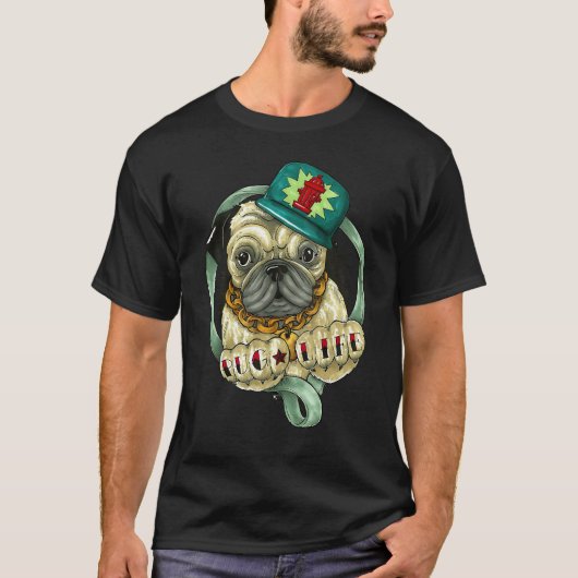 パグ ライフ イラスト Tシャツ (正面)