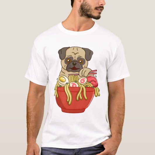 パグ ラーメン Tシャツ (正面)