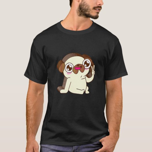 パグ 多層 平和 リラックス かわいい 美意識 ドール Tシャツ (正面)