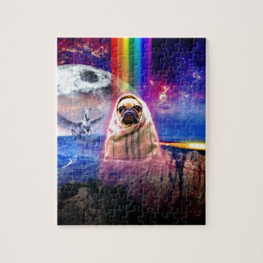 パグ、平和犬入って来Iの間隔をあけて下さい ジグソーパズル (縦)