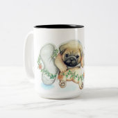パグ，水色，ペット ツートーンマグカップ (正面左)