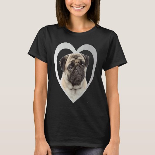 パグ 犬 ハート モップ パグ 1 Tシャツ (正面)