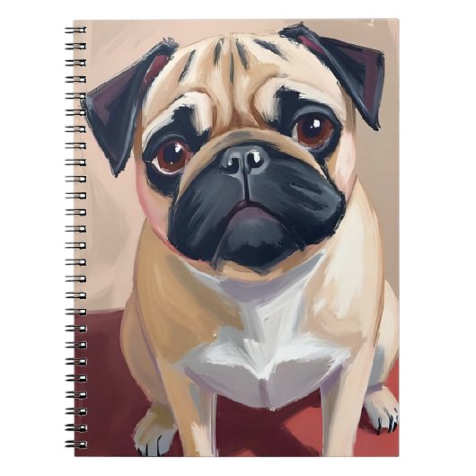 パグ 犬 ペット 絵画 ノートブック (正面)