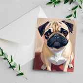 パグ 犬 ペット 絵画 ポストカード