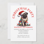 パグ 犬 レトロ 水彩 クリスマス 招待状 (正面)