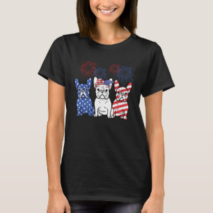 パグ 犬 4th Of July アメリカ USA アメリカ国旗 花火 パーティ Tシャツ