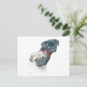 パグ 2匹 ポストカード (スタンド正面)