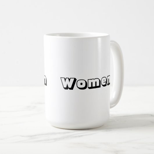 パケナムフォントウィメンズブラックカラー文字クラシックマグズ コーヒーマグカップ (正面右)