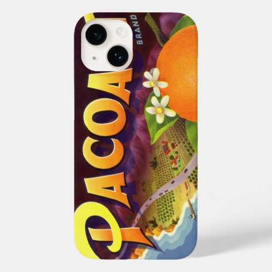 パコーストオレンジのヴィンテージ果物箱ラベルアート Case-Mate iPhoneケース (裏面)
