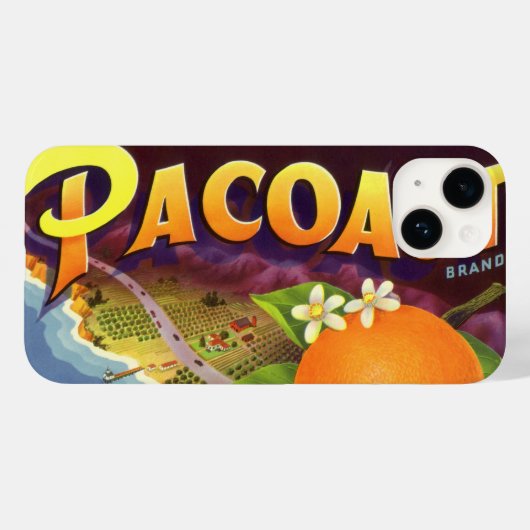 パコーストオレンジのヴィンテージ果物箱ラベルアート Case-Mate iPhoneケース (裏面 (横))