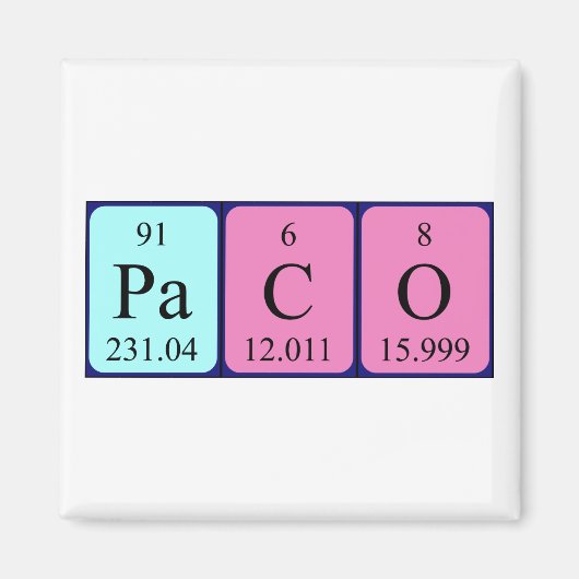 パコ周期表名磁石 マグネット (正面)