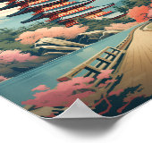 パゴダでのセレニティ。ヴィンテージ日本のポスター ポスター (角)