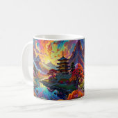 パゴダとカラフルな風景 コーヒーマグカップ (正面左)