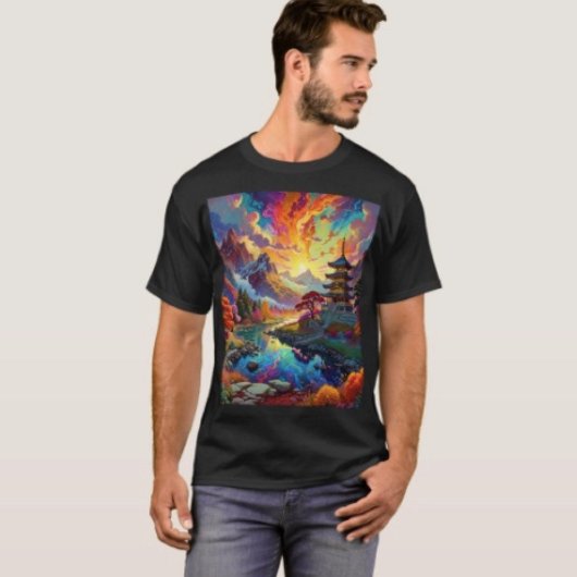 パゴダとカラフルな風景 Tシャツ