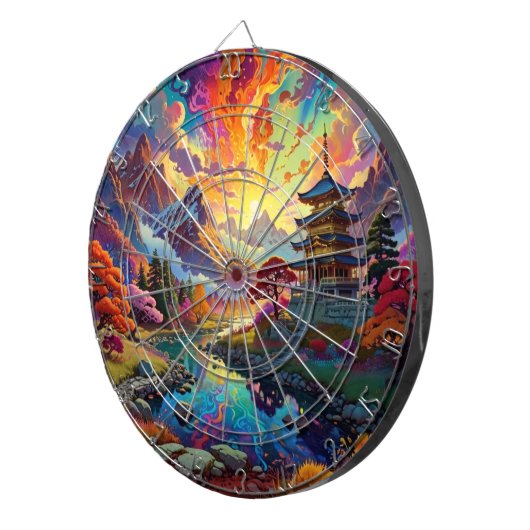 パゴダと着色景観板 ダーツボード (正面右)