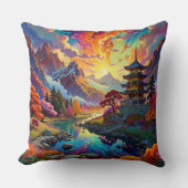 パゴダと着色風景 クッション (正面)