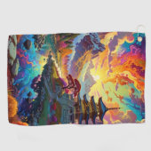 パゴダと着色風景 ゴルフタオル (横)