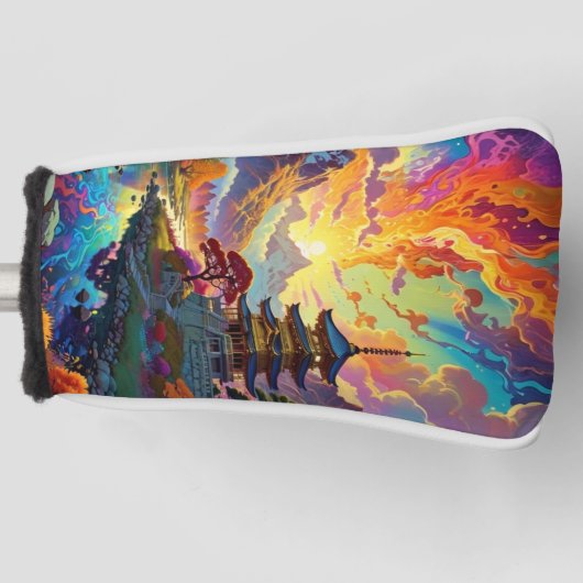 パゴダと着色風景 ゴルフヘッドカバー (正面)