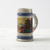 パゴダと着色風景 ビールジョッキ (正面右)