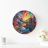 パゴダと着色風景 ラージ壁時計 (ホーム)
