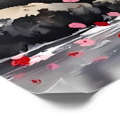 パゴダの上のピンクの月 ポスター (角)