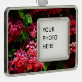 パゴダカラフルの花（赤とピンク） シルバープレートフレームオーナメント (右)