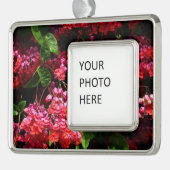 パゴダカラフルの花（赤とピンク） シルバープレートフレームオーナメント (左)