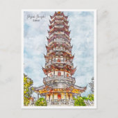 パゴダシャンハイ中国ヴィンテージ旅行水の色 ポストカード (正面)