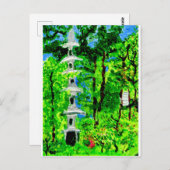 パゴダ入り緑豊かな春風景はがき ポストカード (正面/裏面)