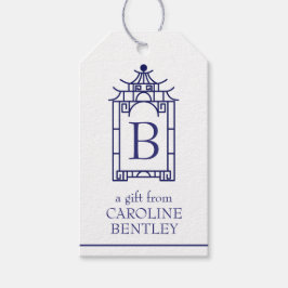 パゴダ名門私立校風のモノグラムのギフトラベル ギフトタグ