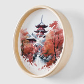 パゴダ日本のー付き風景 壁時計 (傾斜)