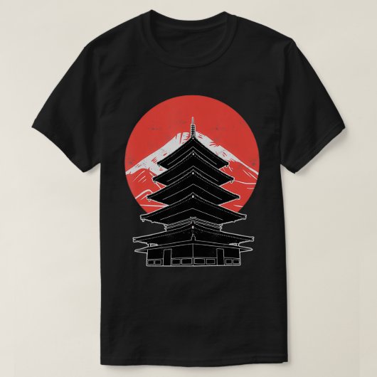 パゴダ日本のー寺ヴィンテージ塔 Tシャツ (デザイン正面)