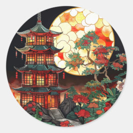 パゴダ鮮やかーのステンドグラス ラウンドシール